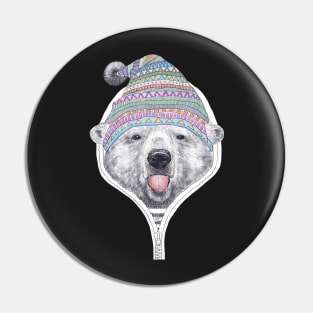 Winter bear on black Pin