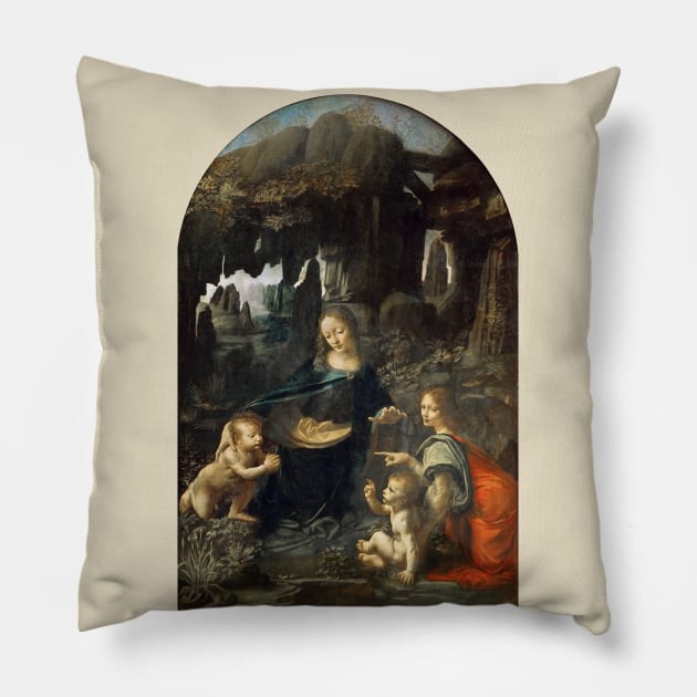 Virgin of the Rocks by Leonardo da Vinci Pillow by MasterpieceCafe