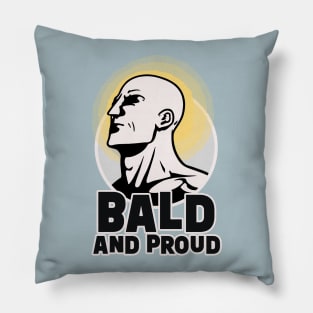 Bald and Proud || Bald Man Illustration Pillow