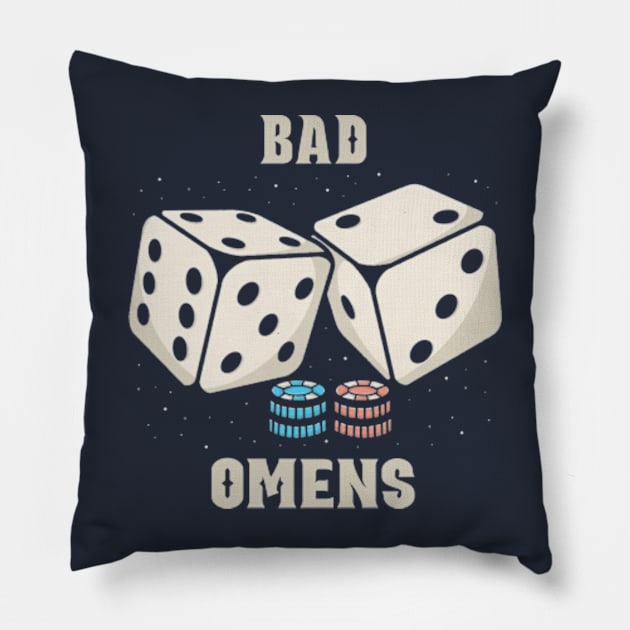 DIce BAD omens Pillow by Hsamal Gibran