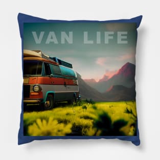 Van Life Camper RV Outdoors in Nature Pillow