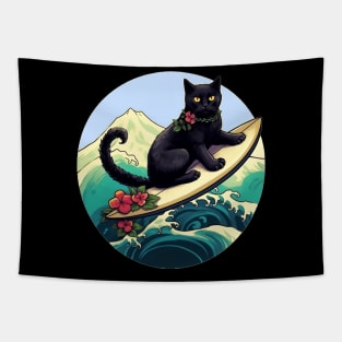 Black Cat Serious Surf Tapestry