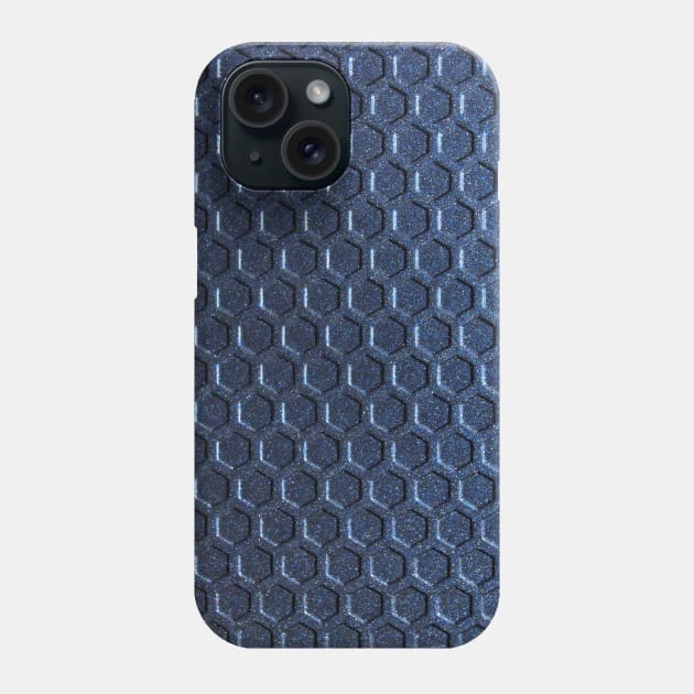 Blue hexagon steel mesh design pattern Phone Case by Stefan Balaz Design