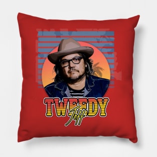 jeff tweedy retro style flyer vintage Pillow