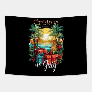 Beachy Boxes | 'Christmas in July' Present Party T-Shirt Tapestry