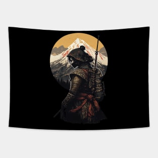 Warrior Spirit: Female Samurai Ninja in the Mountains Tapestry