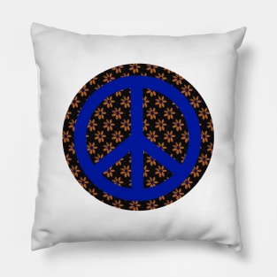 BLUE Flower Peace Sign Pillow