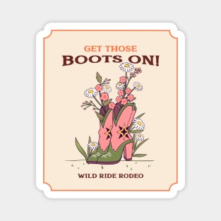 Cowgirl Boots Rodeo Flowers Western Magnet