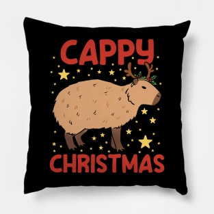 Cappy Christmas a fun Christmas capybaras ready for the holidays Pillow