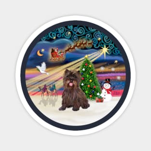 "Christmas Magic" with a Brindle Cairn Terrier Magnet