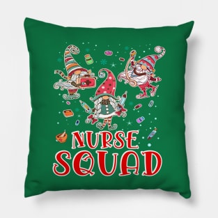 Christmas Nurse Squad Gnomies Funny Pillow