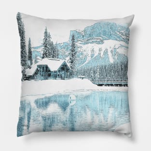 Winter Morning in the Mountain House Pillow