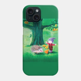 Hedgehog and Purple Hat Dwarf under the Pear Tree Illustration Phone Case
