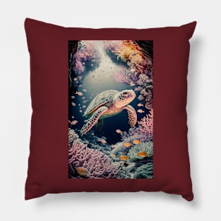 Ocean Life  - Turtle  - Coral Reef Pillow