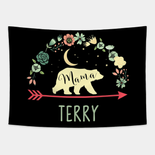 Terry Name Gift Floral Personalized Mama Bear Tapestry