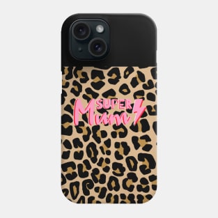 Super Mum, Word Art, Lightning, Traditional Leopard Print Phone Case