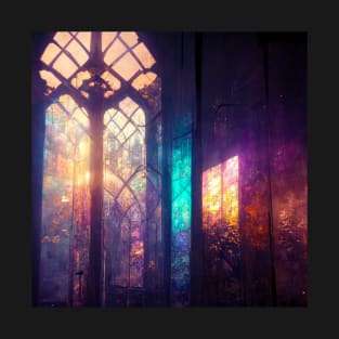 Stained Glass Glowing Cathedral T-Shirt