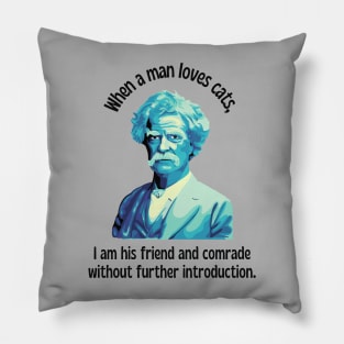 Mark Twain Portrait And Cat Quote Pillow