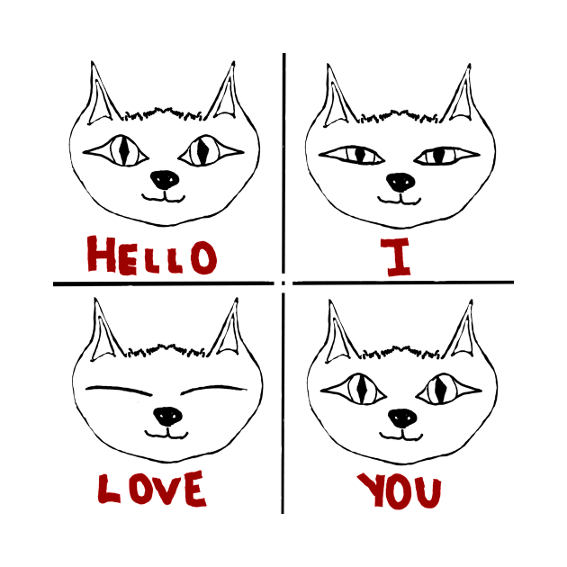 Hello I Love You cat - black lines by Nonsense-PW