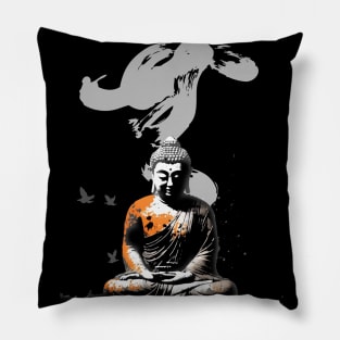 Mushin (Mental State) of Nothingness No. 1: Empty Mind on a Dark Background Pillow