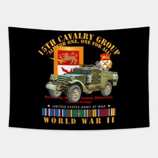 15th Cavalry Group - One for All - w Armored Scout Car w SSI WWII  EU SVC Tapestry