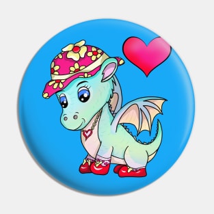 Lovely Pink Hat on a Sweet Dragon, with a Heart Pin