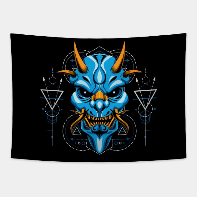 oni mask samurai Tapestry by SHINIGAMII