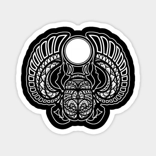 Egyptian scarab beetle Tribal Magnet by Barabarbar artwork