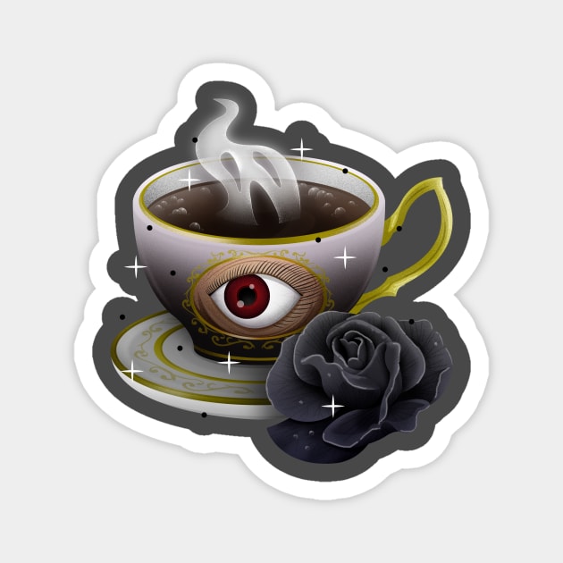 Black Rose Tea Magnet by Firebluegraphics