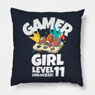 Gamer Girl Level 11 Unlocked! Pillow