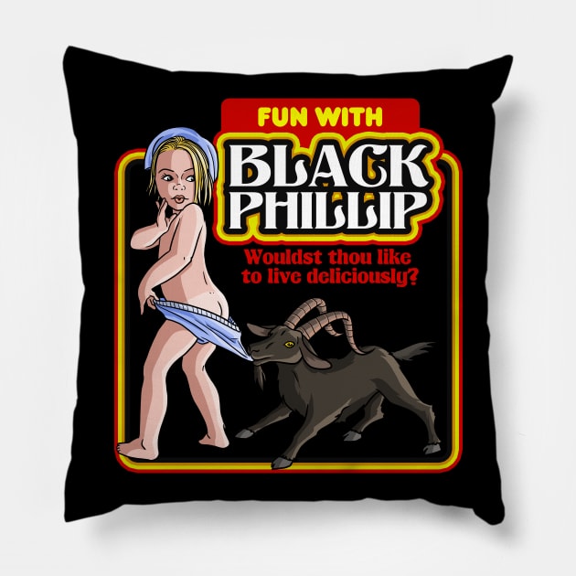 Fun with Black Phillip Witchcraft art for beginners Pillow by Juandamurai