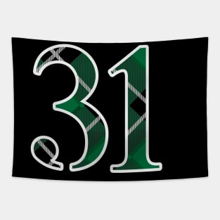 31 Sports Jersey Number Green Black Flannel Tapestry