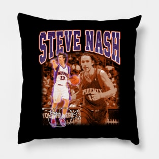 Steve Nash Basketball Legend Signature Vintage Graphic Retro Bootleg Style Pillow