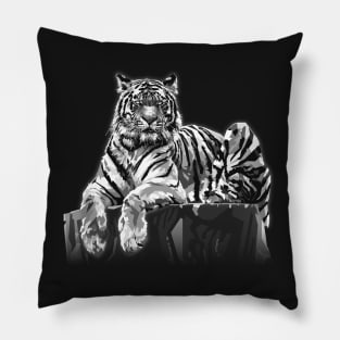 Tiger illustration in Black and White Pillow