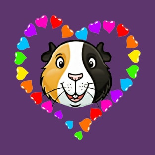 Rainbow Heart Guinea Pig Face T-Shirt