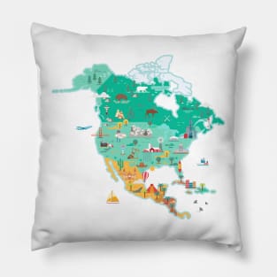 Map of North America Pillow