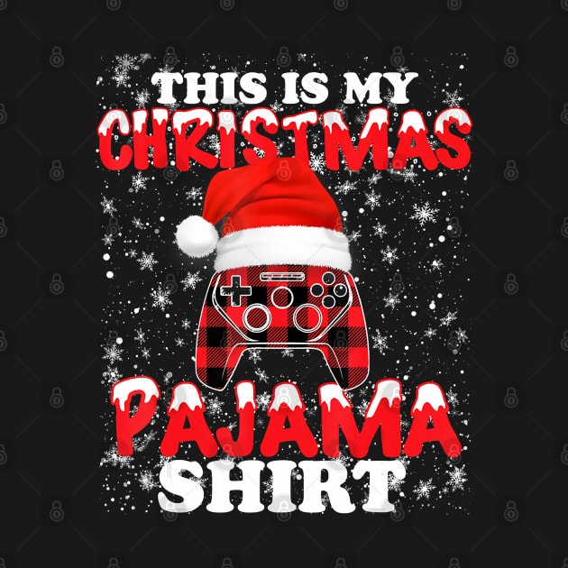 This Is My Christmas Pajama For Gamer With Video Game Controller And Santa Hat by taluswink