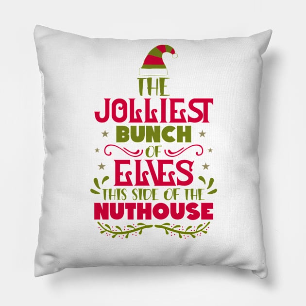 The jolliest bunch of elves Pillow by Beauty Jarupa