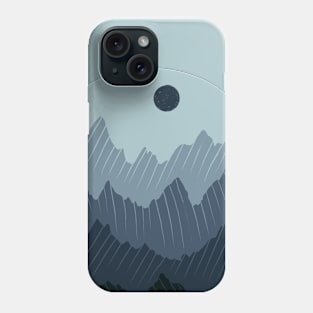 Blue Monochromatic Mountain Range in a Circle Phone Case