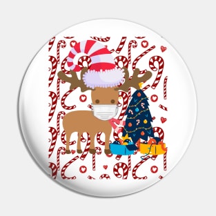 funny christmas reindeer Face Masks Pin