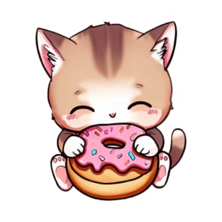 Cat Eating Donut T-Shirt