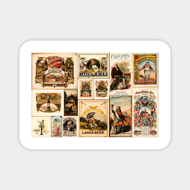 Vintage Lager Beer Advertising Posters Magnet by JimDeFazioPhotography