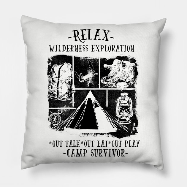 Camp Survivor Pillow by ilygraphics