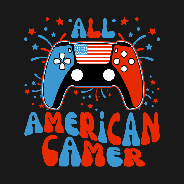 4th Of July boys kids men All American Gamer Flag Merica by Sky full of art