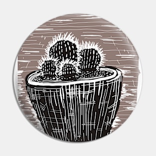 Barrel Cacti Woodcut Pin