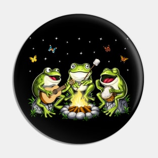 Cottagecore Frogs Camping Pin