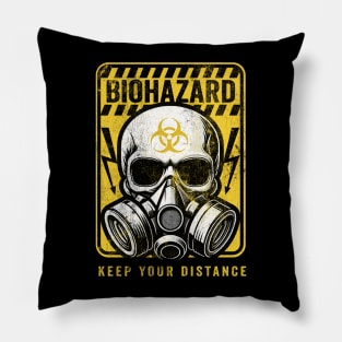 Biohazard Sign Keep Your Distance Pillow