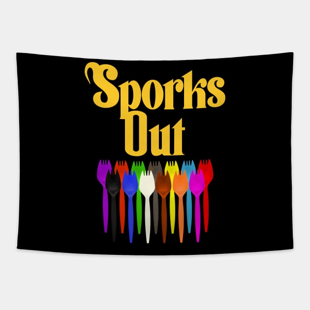 Sporks Out Tapestry by darklordpug