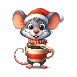 Mouse Holding Christmas Coffee T-Shirt