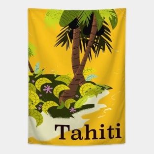 Tahiti vintage style travel poster Tapestry